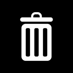 trash bin. simple icon. White icon on black background. Inversion