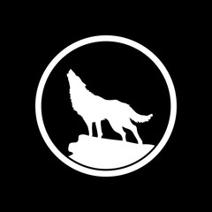 wolf. simple icon. White icon on black background. Inversion