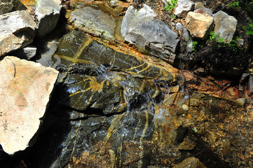 Fototapeta na wymiar Mountain spring cascade