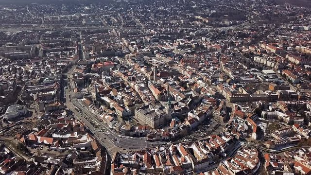 Aerial panorama of old town Sopron, Hungary. Original untouched LOG format.