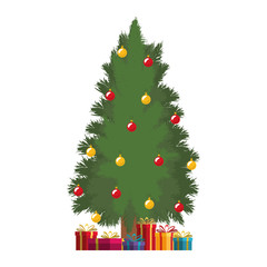 christmas tree with gifts decoration icon