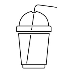 beverage in plastic container and straw