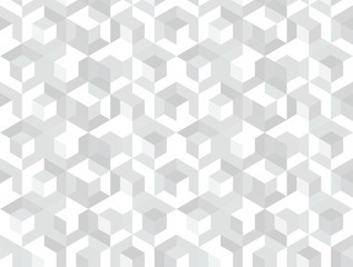 Gray and white abstract background, creative vector illustration, cube shapes and hexagon.