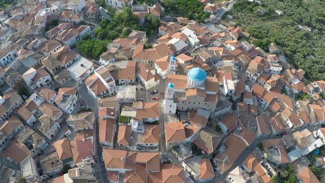 Aerial view of Pagondas village at Samos island in Greece