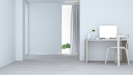 Work space interior background in hotel - 3d rendering minimal japanese