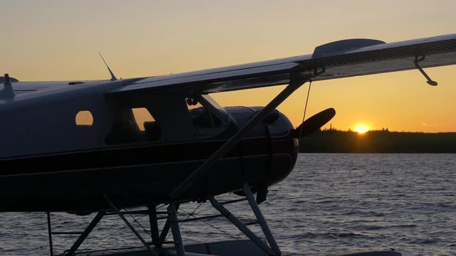 Seaplane on the lake shore 
