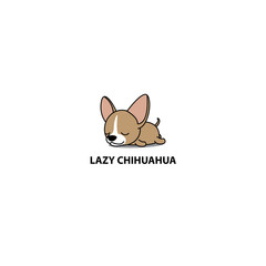 Fototapeta na wymiar Lazy dog, cute chihuahua puppy sleeping icon, logo design, vector illustration