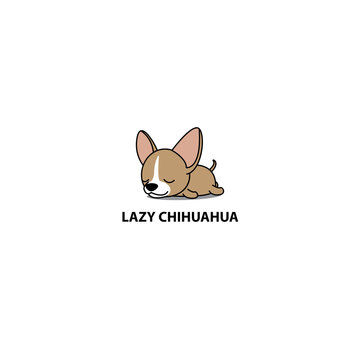 Lazy dog, cute chihuahua puppy sleeping icon, logo design, vector illustration