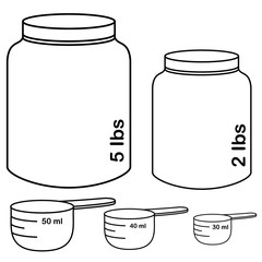 Protein container illustration. Vector set