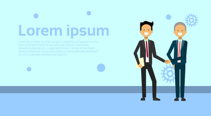 Two Business Men Shaking Hands Over Background With Copy Space Vector Illustration