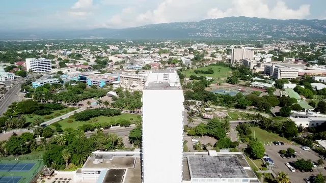 Cinematic aerial view of Kingston Jamaica