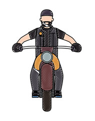 biker in the classic motorcycle character