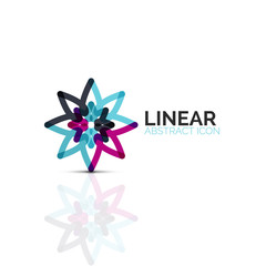 Abstract flower or star minimalistic linear icon, thin line geometric flat symbol for business icon design, abstract button or emblem