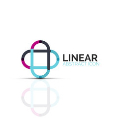 Obraz premium Abstract flower or star minimalistic linear icon, thin line geometric flat symbol for business icon design, abstract button or emblem