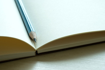 Top view of businessman  blank notebook business document black pen