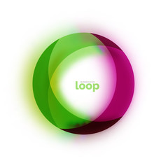 Loop circle business icon, created with glass transparent color shapes
