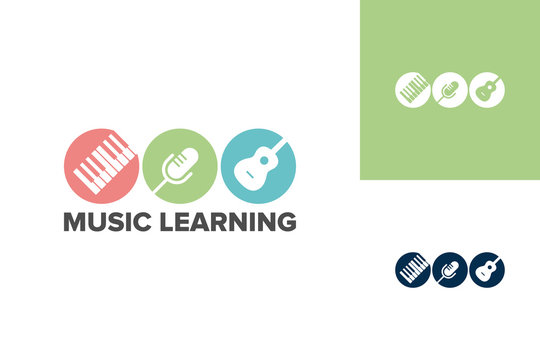 Music Learning Logo Template Design Vector, Emblem, Design Concept, Creative Symbol, Icon