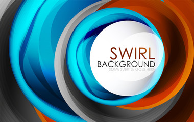 Spiral swirl flowing lines 3d vector abstract digital motion background design. Rotating concept