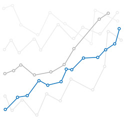 abstract infographic chart on white background. chart up. business chart with uptrend line graph of stock market. flat style. stock graph sign.