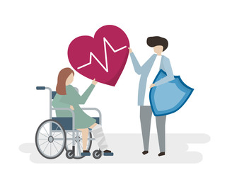 Illustration of people with medical care service