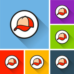 Fototapeta premium cap icons with long shadow