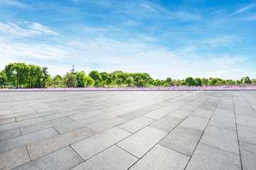 clean square floor and green trees nature landscape