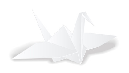 origami crane white paper bird vector isolated