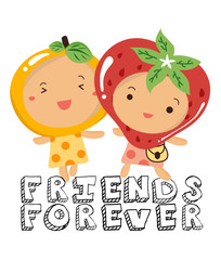 Stock Vector cute cartoon friends forever