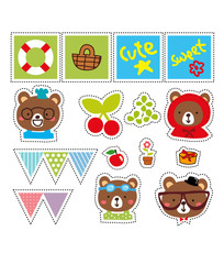 stock vector set of cute little bear