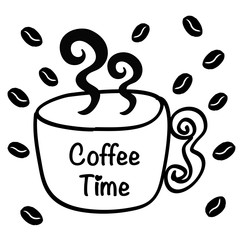 Coffee Time. Doodle vector illustration.