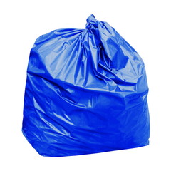 Fototapeta premium blue garbage bag with concept the color of blue garbage bags is general waste (isolated on white background)