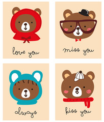cute cartoon bear with love