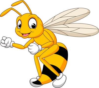 Cartoon bee hornet isolated on white background