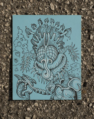 The fairy-tale hero. Graphic portrait - illustration. A warrior is a fantastic image. Leader of insects.	