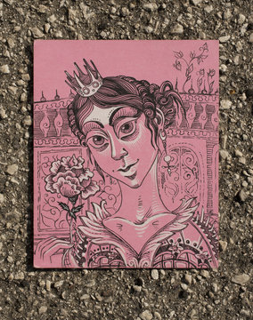 The fairy-tale hero. Graphic portrait - illustration. Princess - a fantastic image.	