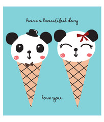 cute panda ice doodle cartoon