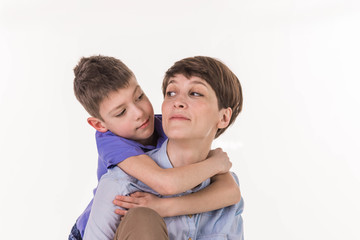 Mother's Day concept: Happy smiling mother and son