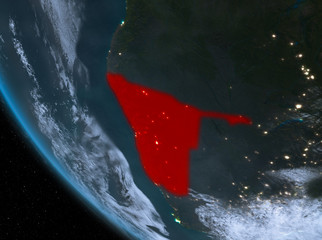 Night view of Namibia on Earth