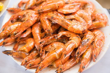 Grilled shrimp on dish