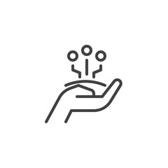 Share technology outline icon. linear style sign for mobile concept and web design. Sharing hand line vector icon. Symbol, logo illustration. Pixel perfect vector graphics