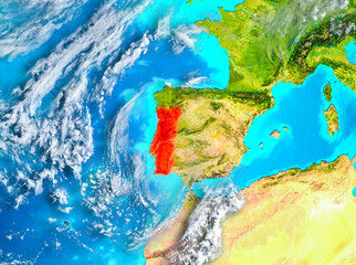 Portugal in red on Earth