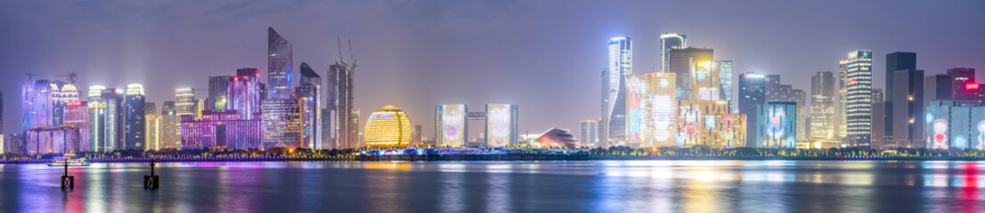 Obraz premium Hangzhou city night view skyline