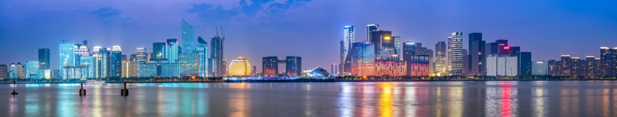 Hangzhou city night view skyline
