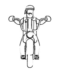 biker in the classic motorcycle character