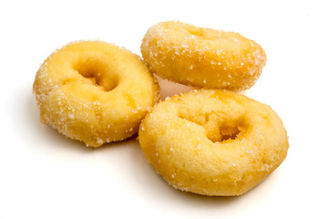 Donuts with sugar on a white background