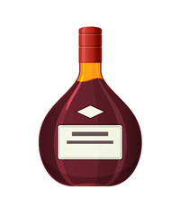 Template, layout, empty glass bottle of brandy, alcohol drink.