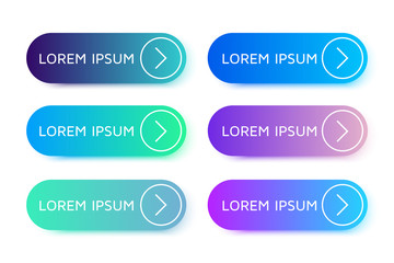 Set of beautiful buttons in flat design with modern gradients and arrows