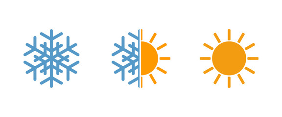 sun and snowflake, weather vector icons