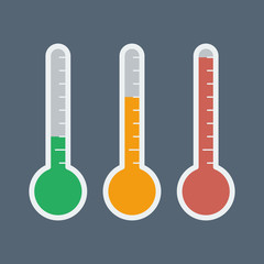 thermometers with different temperatures, vector illustration