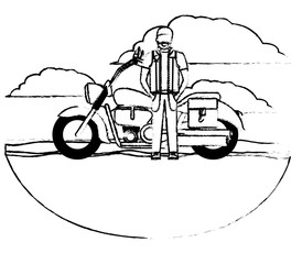 biker in the classic motorcycle scene character